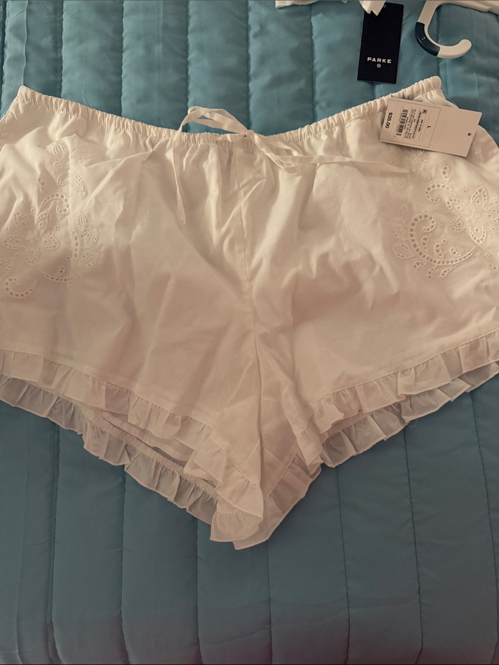 Parke x Target White Ruffle-Trim Sleep Shorts